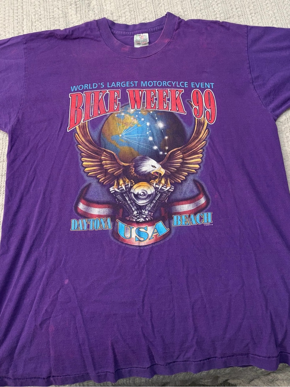 Fruit of the Loom Purple Bike Week 99 Daytona Graphic Tee